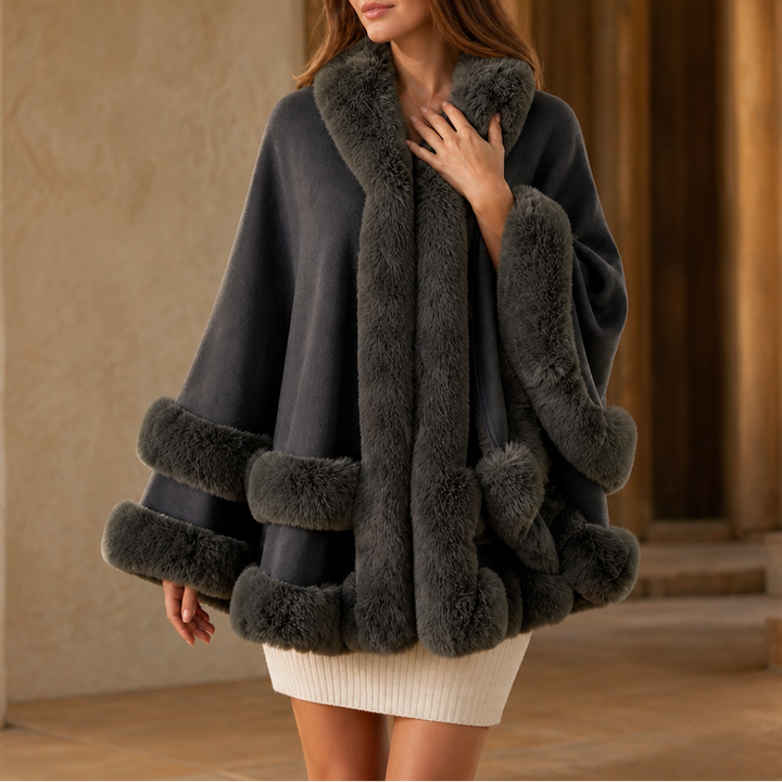 Wearbella – Trimmed Hooded Knit Cape Coat