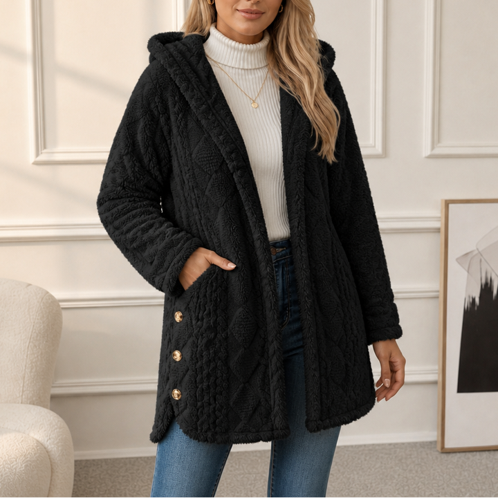 Wearbella – Diamond Jacquard Plush Hooded Coat