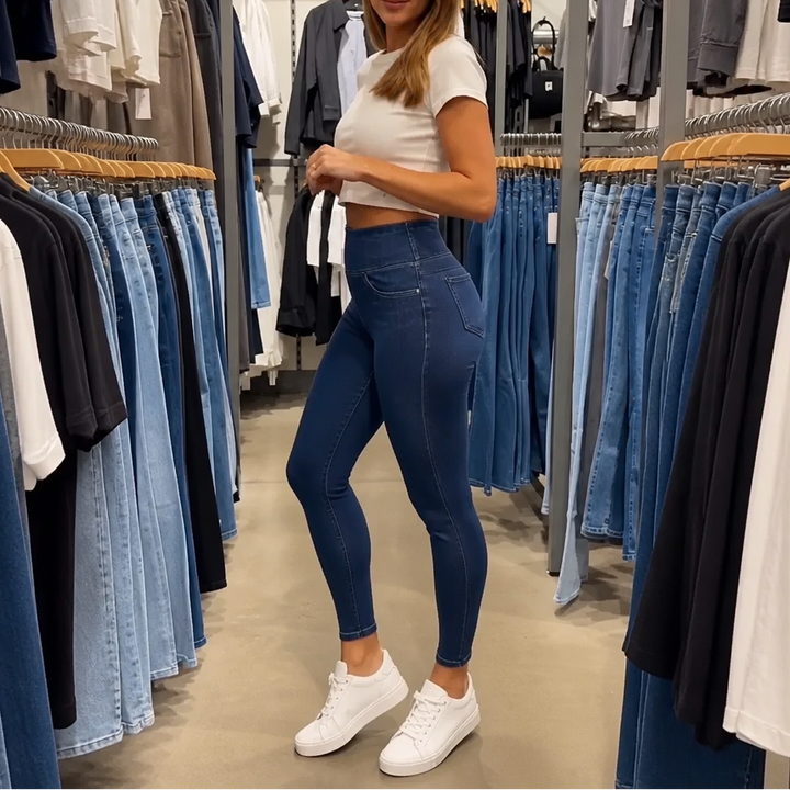 Wearbella – High-Waisted Denim-Look Jeggings