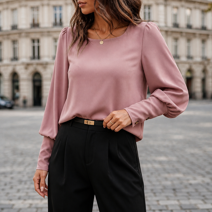 Vellara – Puff Sleeve Satin Blouse