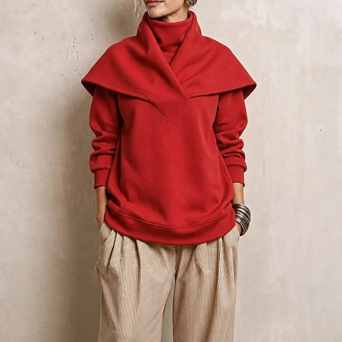 Sailora – Draped Sailor-Collar Fleece Sweatshirt