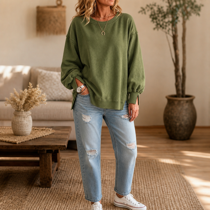 Marlowfield – Exposed-Seam Cut-Out Cuff Sweatshirt