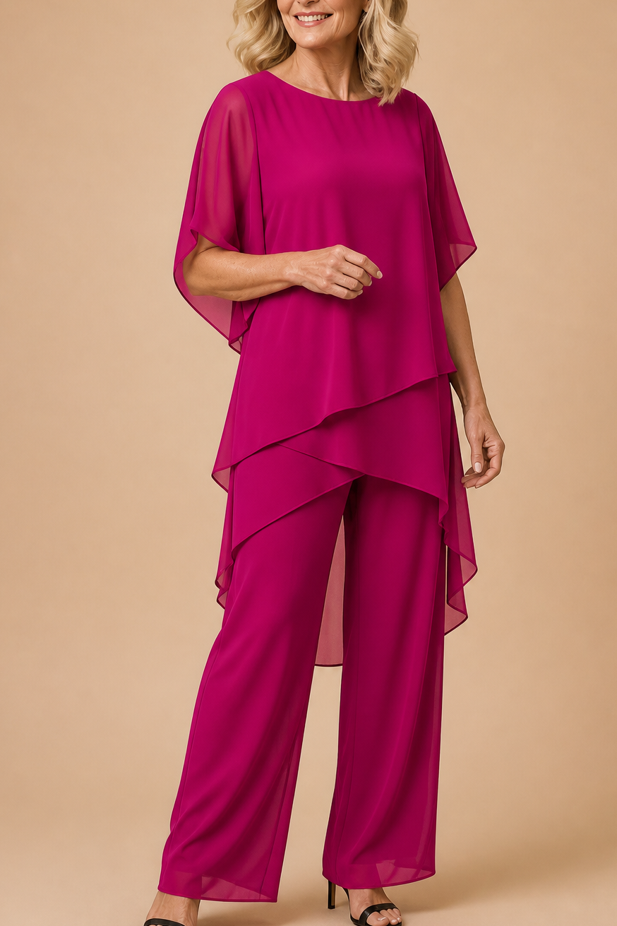 Wearbella – Draped Asymmetric Top And Wide-Leg Trouser Set