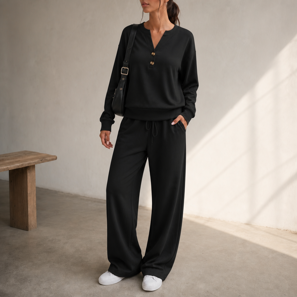 Wearlyn – Henley Wide-Leg Two-Piece Lounge Set