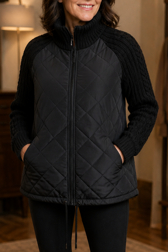Knitpuff – Knit-Panel Quilted Patchwork Puffer Jacket
