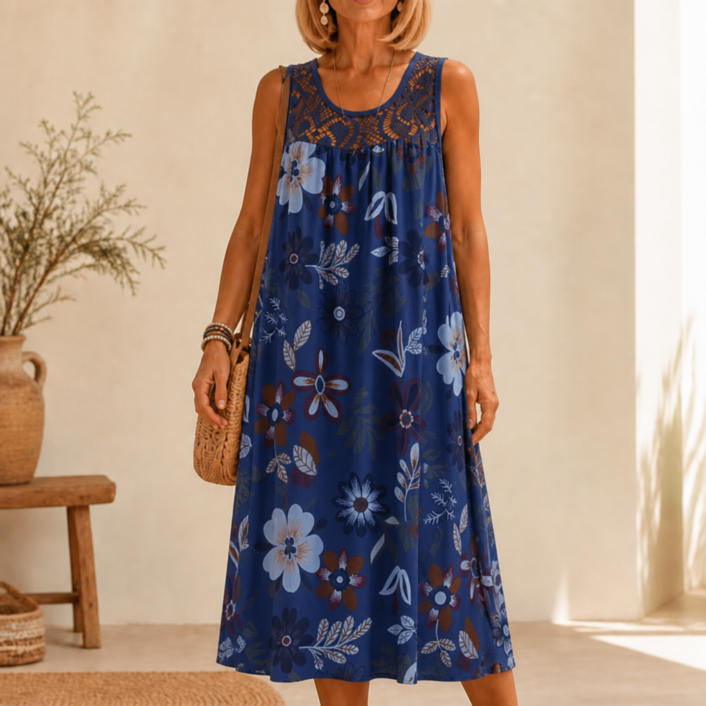 Wearbella – Floral Lace-Yoke Sleeveless Shift Dress