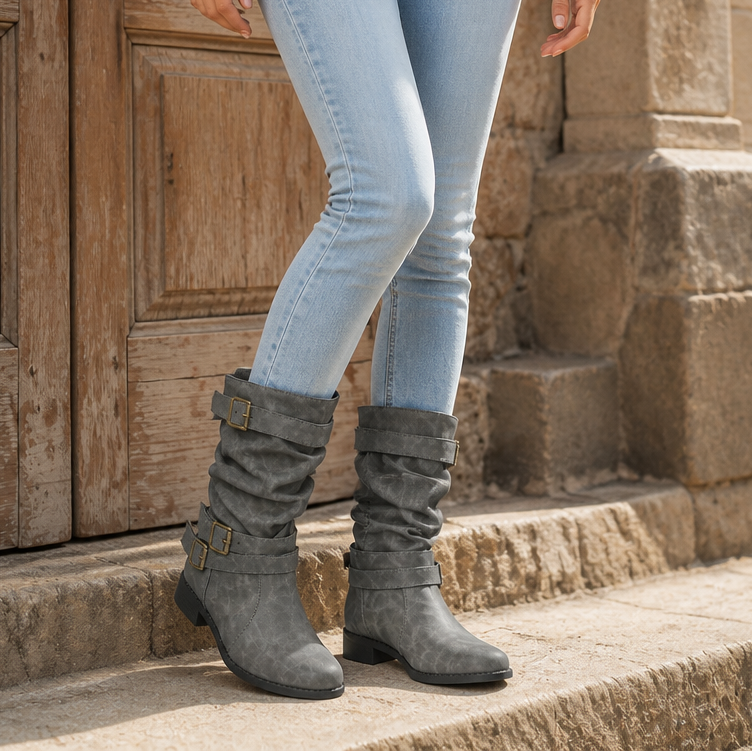 Bootara – Slouchy Buckle Mid-Calf Boots