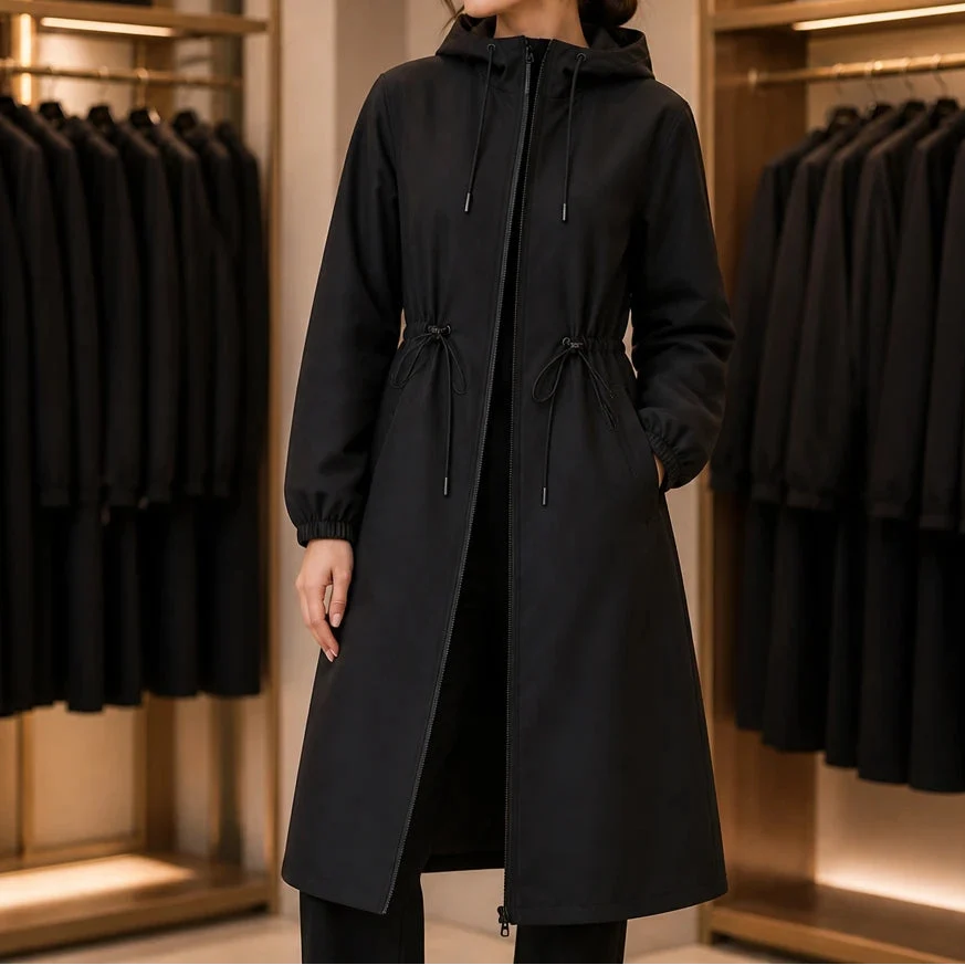 Windella – Hooded Drawstring-Waist Midi Coat