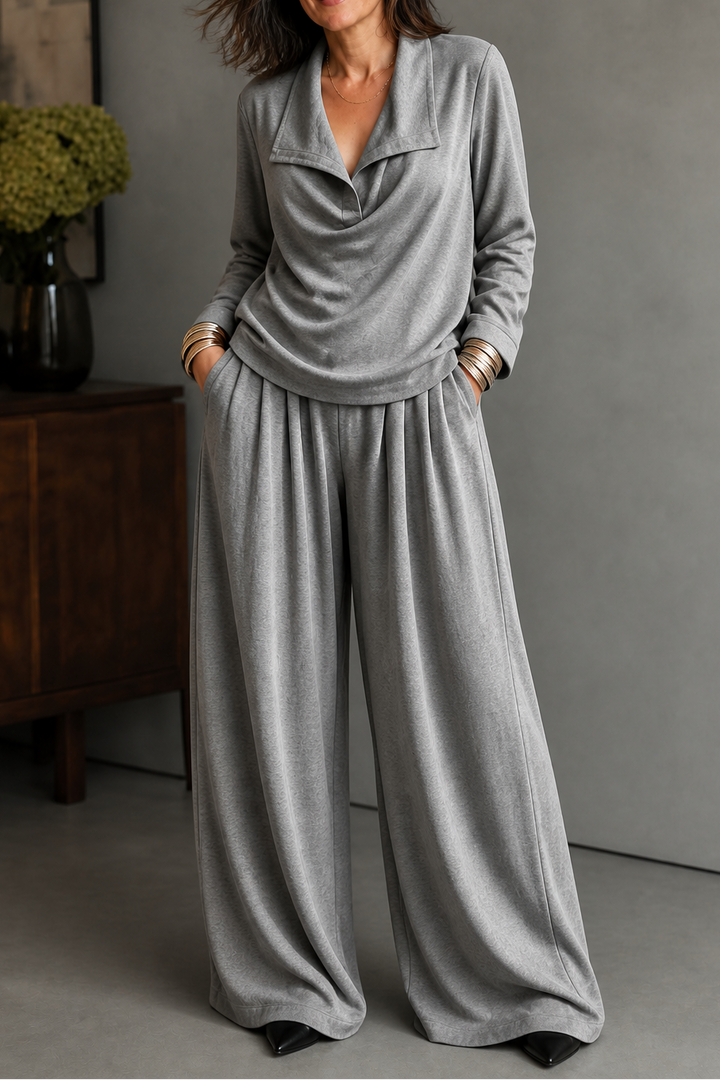 Wearbella – Ribbed Knit Draped Top. And Pants Set