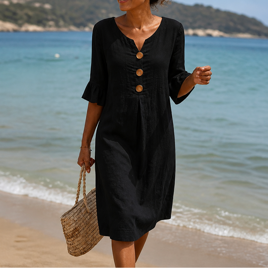 Fielding – Ruffle Sleeve Button Front Midi Dress