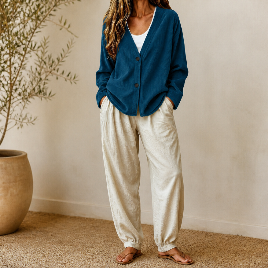 Corabelle – Rib Open-Front V-Neck Cardigan