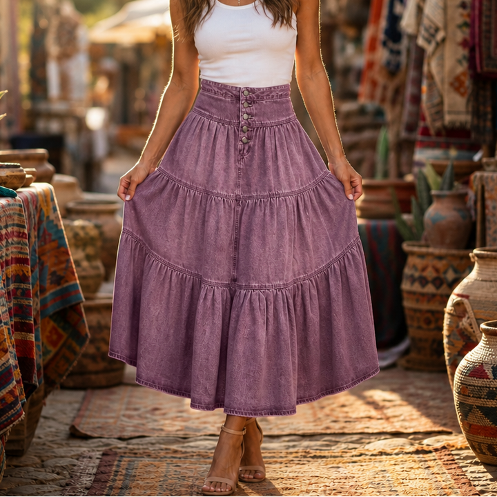 Tierlyn – High-Waist Tiered A-Line Maxi Skirt