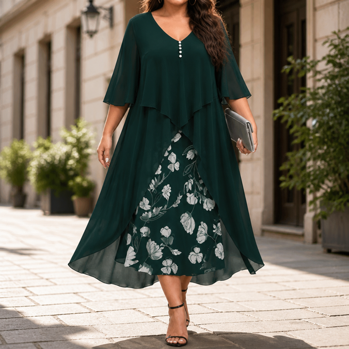 Wearbella – Fake Two-Piece Asymmetrical Hem Chiffon Dress