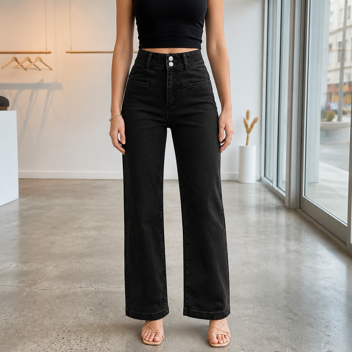 Highline – Double-Button Waistband Wide-Leg Jeans