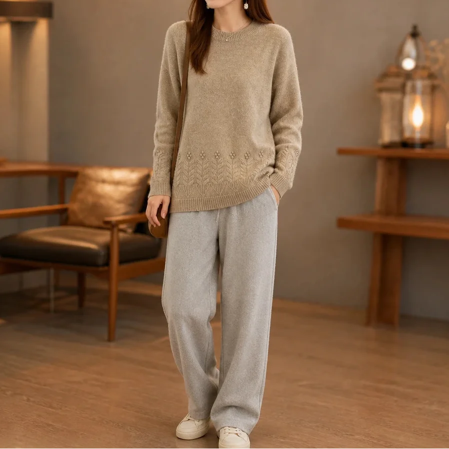 Florenza – Floral Knit Relaxed-Fit Sweater