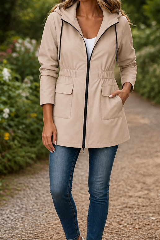 Rainfelle – Slim-Fit Drawstring Waist Hooded Rain Jacket