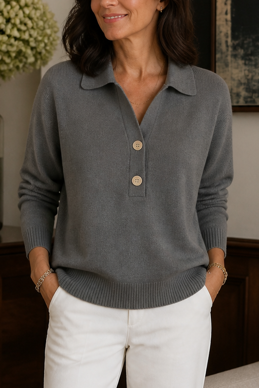 Wearbella – Collared Waffle-Knit Pullover Sweater