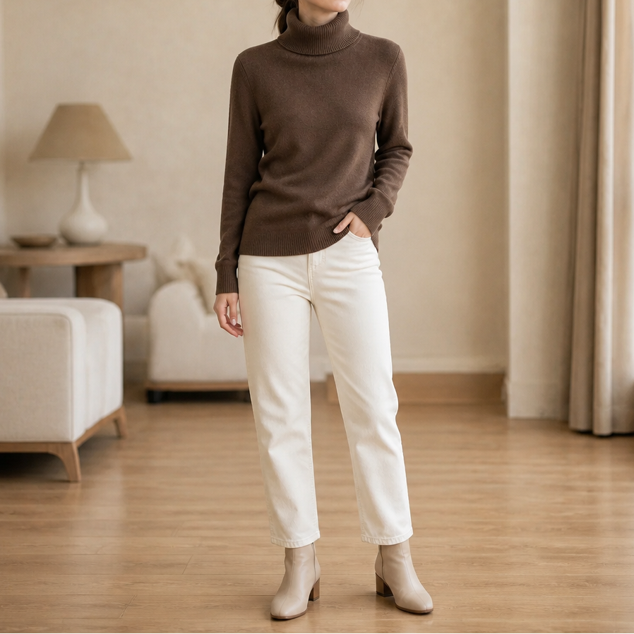 Veluna – Fleece-Lined Turtleneck Sweater
