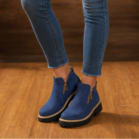 Stridewell – Square-Heel Zip-Up Ankle Boots