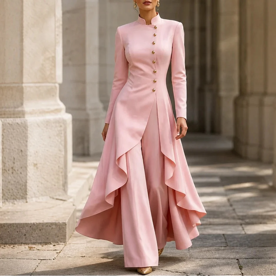 Doretta – Women's Longline Coat And Wide-Leg Pants Set