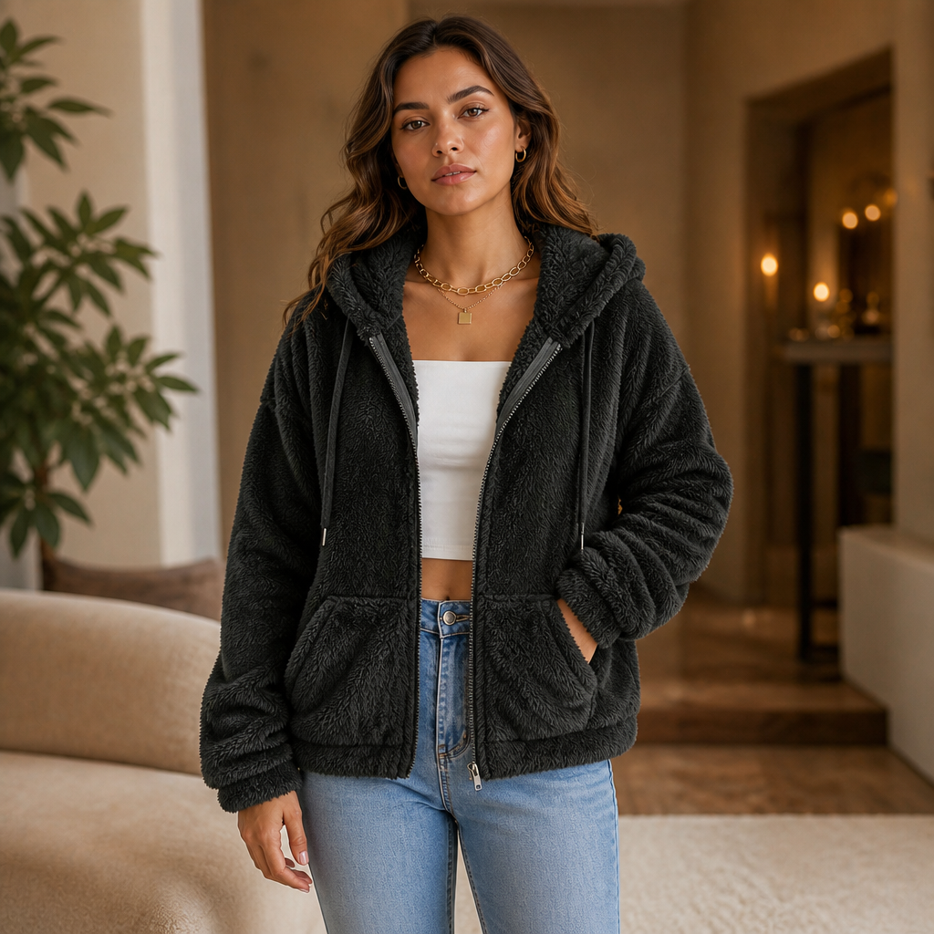 Cloudhug – Hooded Plush Zip-Up Jacket