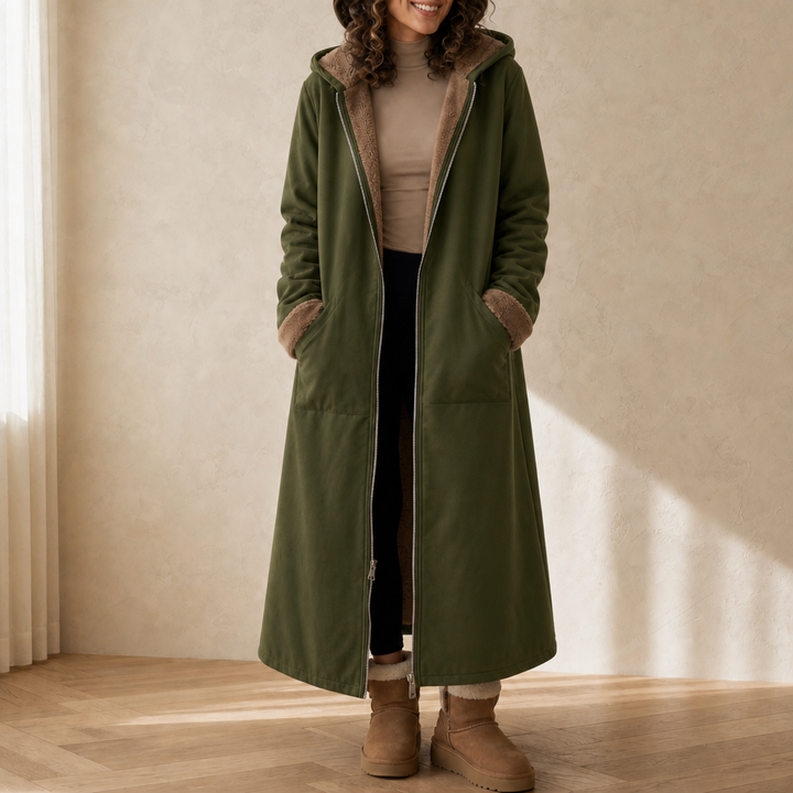 Wintervale – Hooded Shearling-Lined Full-Length Coat
