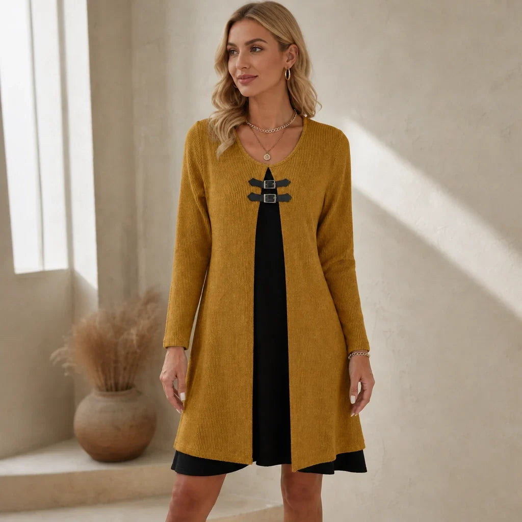 Layerelle – Color-Block Faux-Layered Knit Dress