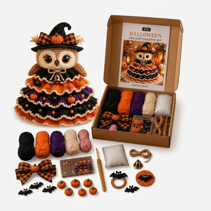 Hallowstitch – Layered Crochet Cat Witch Halloween Tree