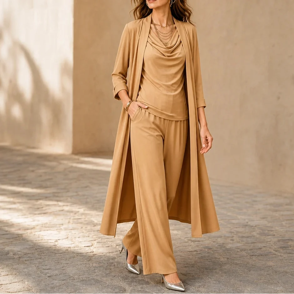 Layerelle – Three-Piece Top, Pants And Cardigan Set