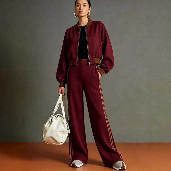 Set Theory – Bomber Jacket And Wide-Leg Pants Set
