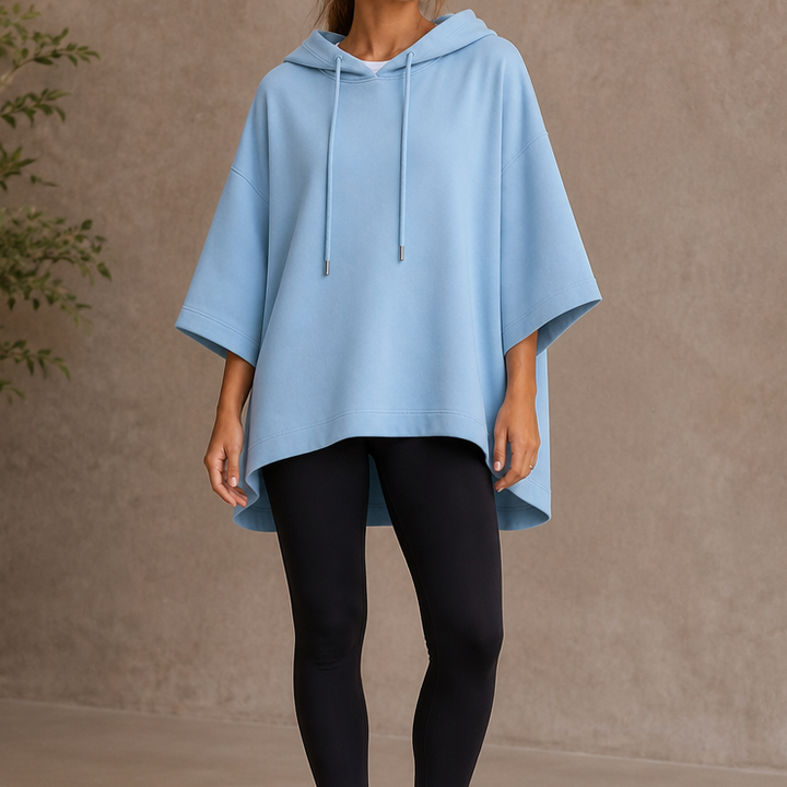 Wearlyn – Oversized Half-Sleeve Hooded Poncho Sweatshirt