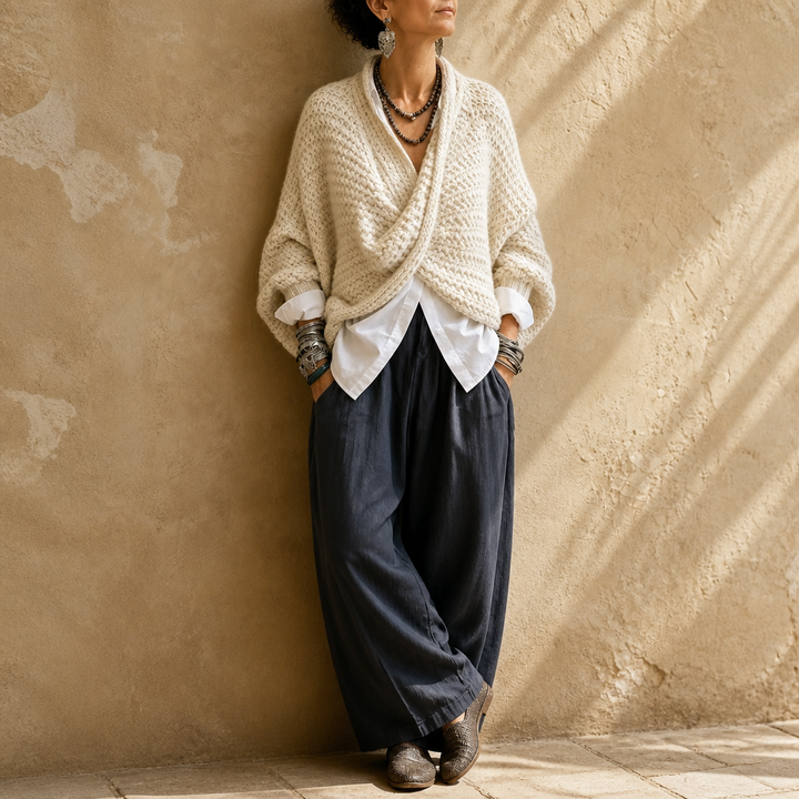Crossovera – Chunky Knit Crossover V-Neck Sweater