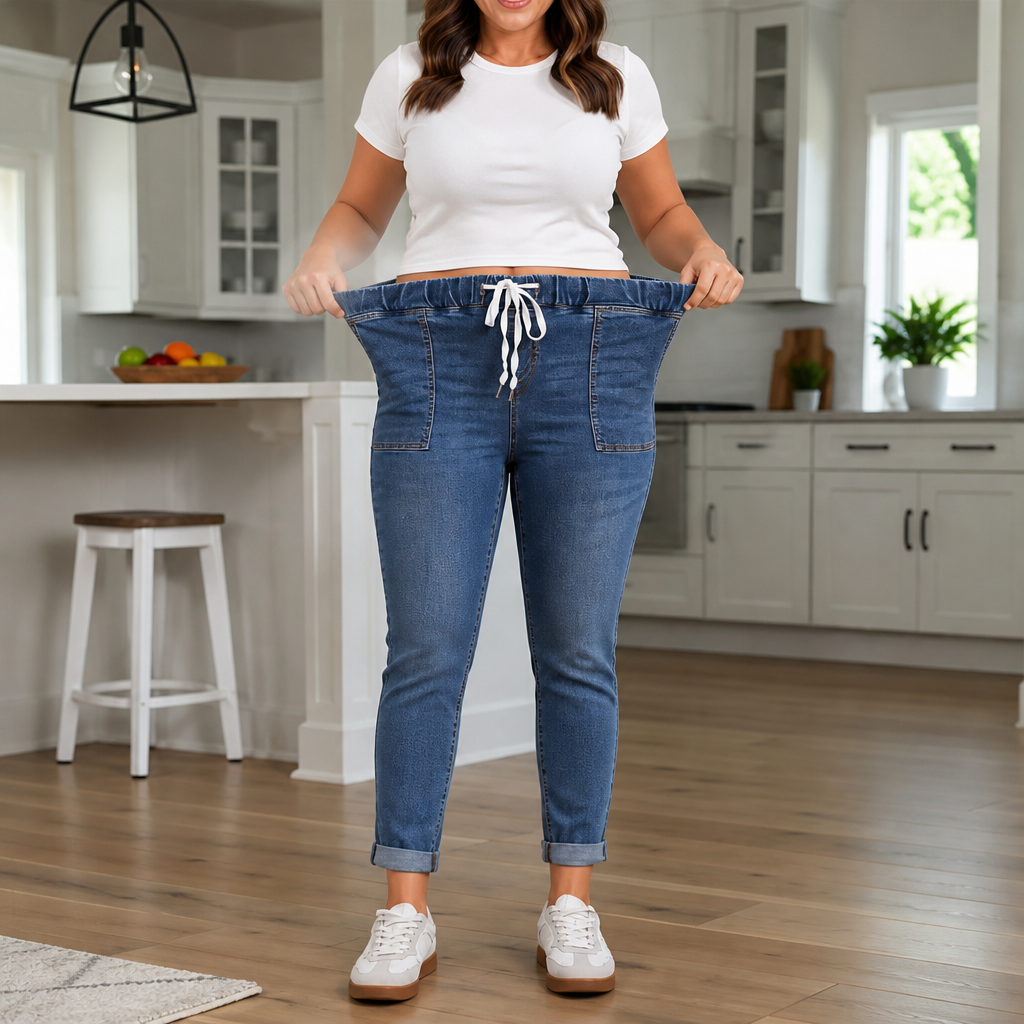 Trouver – Drawstring Waist Tapered Leg Denim Joggers