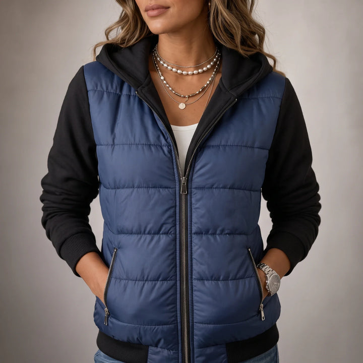 Layerelle – Quilted Panel Hooded Knit Jacket
