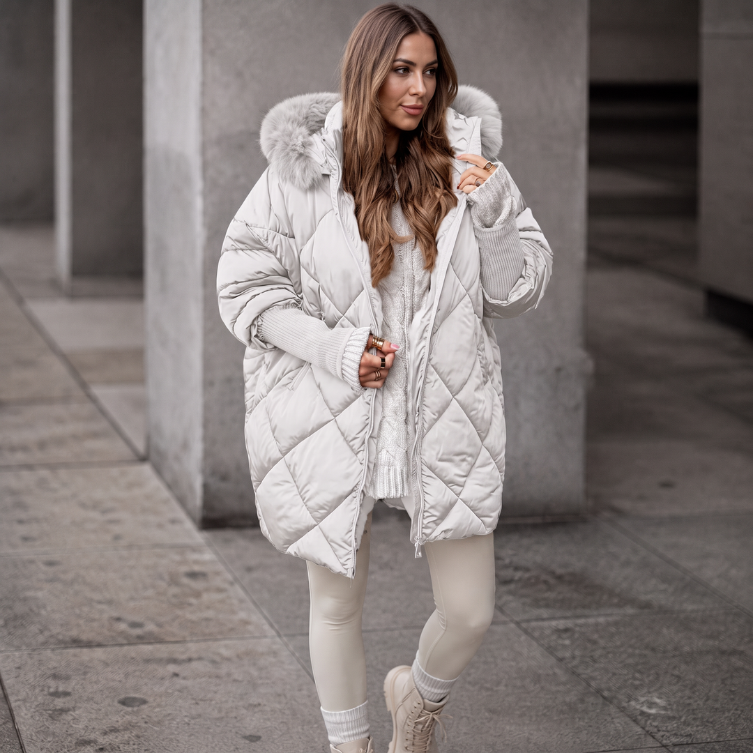 Wovella – Oversized Faux-Fur Hood Quilted Parka