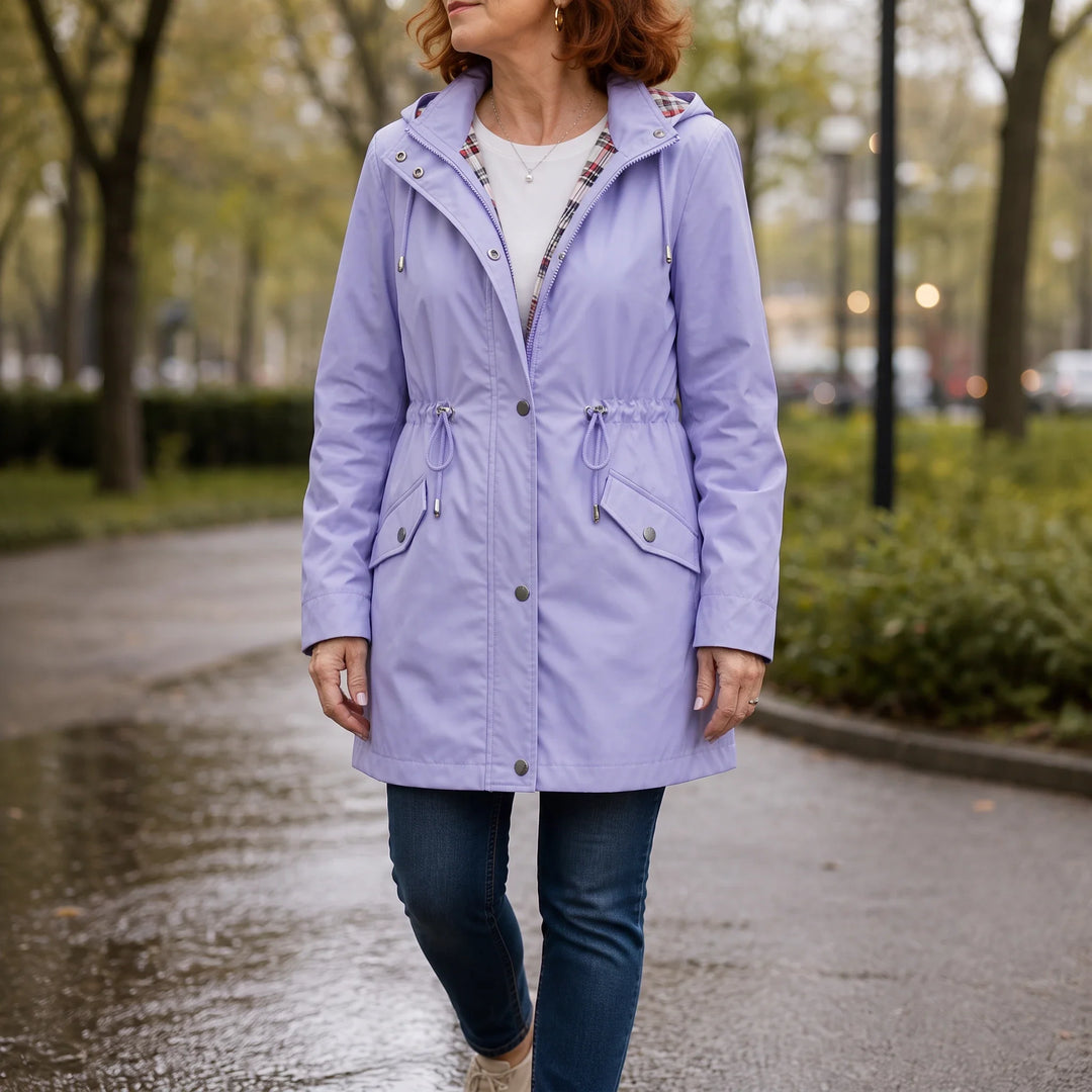 Plaidwell – Detachable Hood Adjustable Waist Rain Jacket