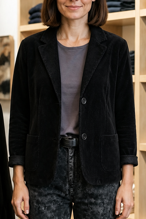 Wearbella – Fine Corduroy-Look Structured-Shoulder Jacket
