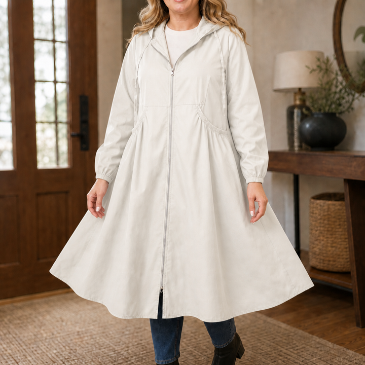 Rainbella – Flared Hem Peplum Rain Jacket With Pockets