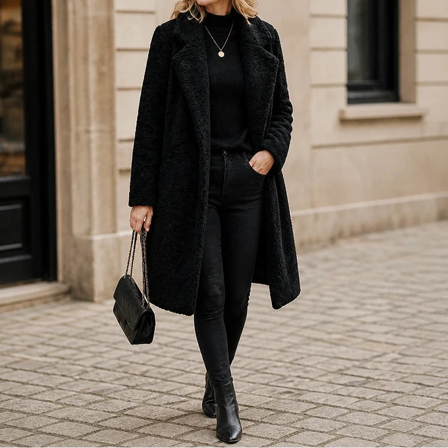 Veloura – Long Teddy Lapel Coat