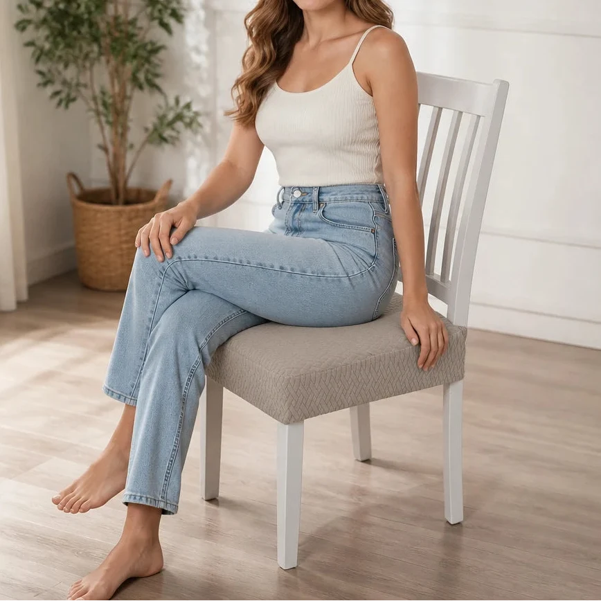 Jacquard Haven – Waterproof Stretch Jacquard Dining Chair Seat Cover