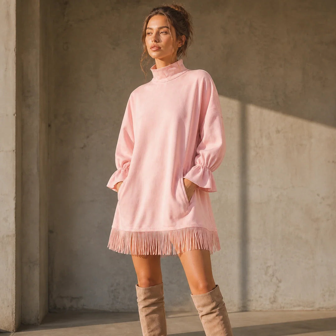 Tassel & Thread – Fringe Hem Oversized Sweater Tunic