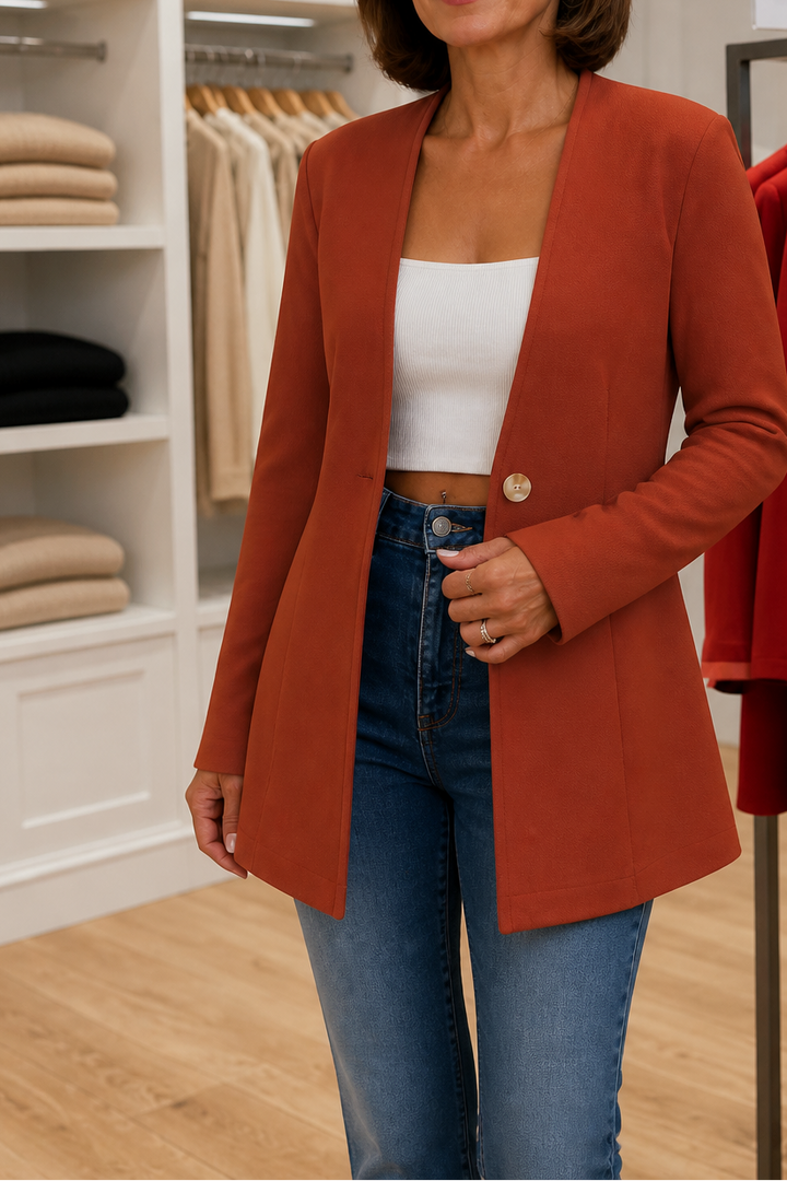 Linevalle – V-Neck Single-Button A-Line Blazer