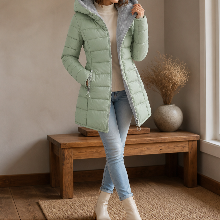 Wintervale – Plush-Lined Hooded Longline Puffer Coat