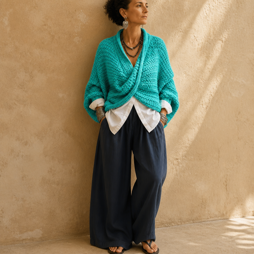 Crossovera – Chunky Knit Crossover V-Neck Sweater