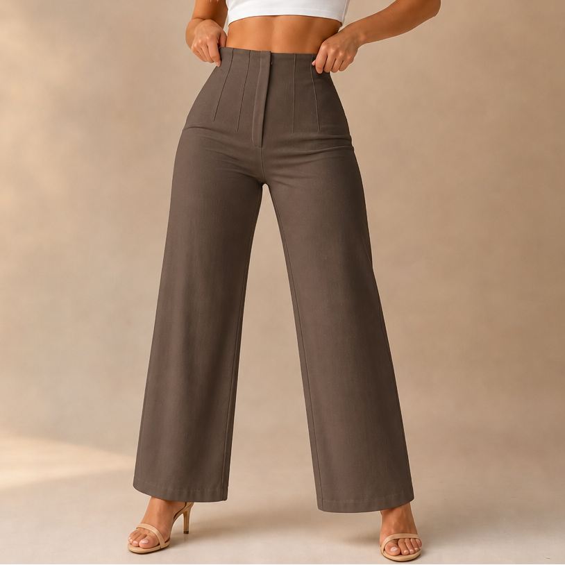 Holdline – High Waisted Pleated Wide Leg Trousers