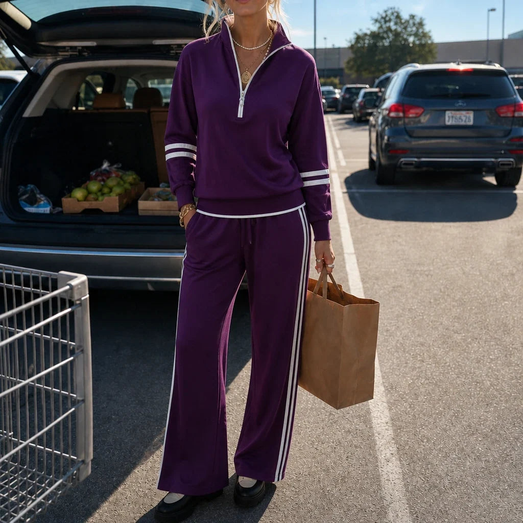 Veloura – Relaxed Knit Top And Wide-Leg Pants Set