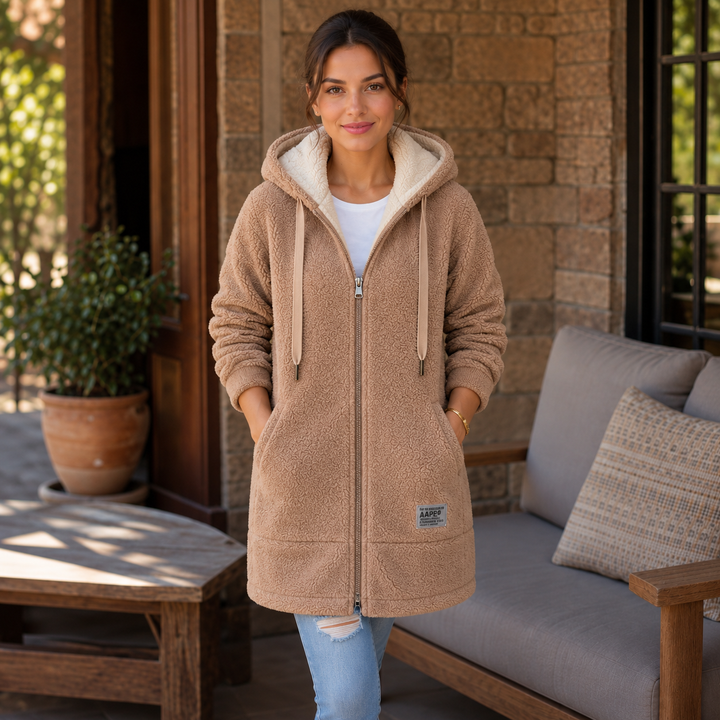 Phoebe – Full Fleece-Lined Look Hooded Zip Jacket
