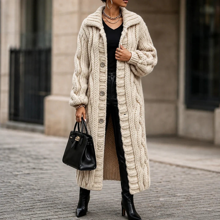 Cablehaven – Oversized Cable-Knit Long Cardigan