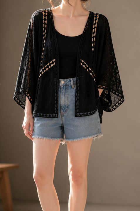 Lunaveil – Openwork Lace Oversized Cardigan