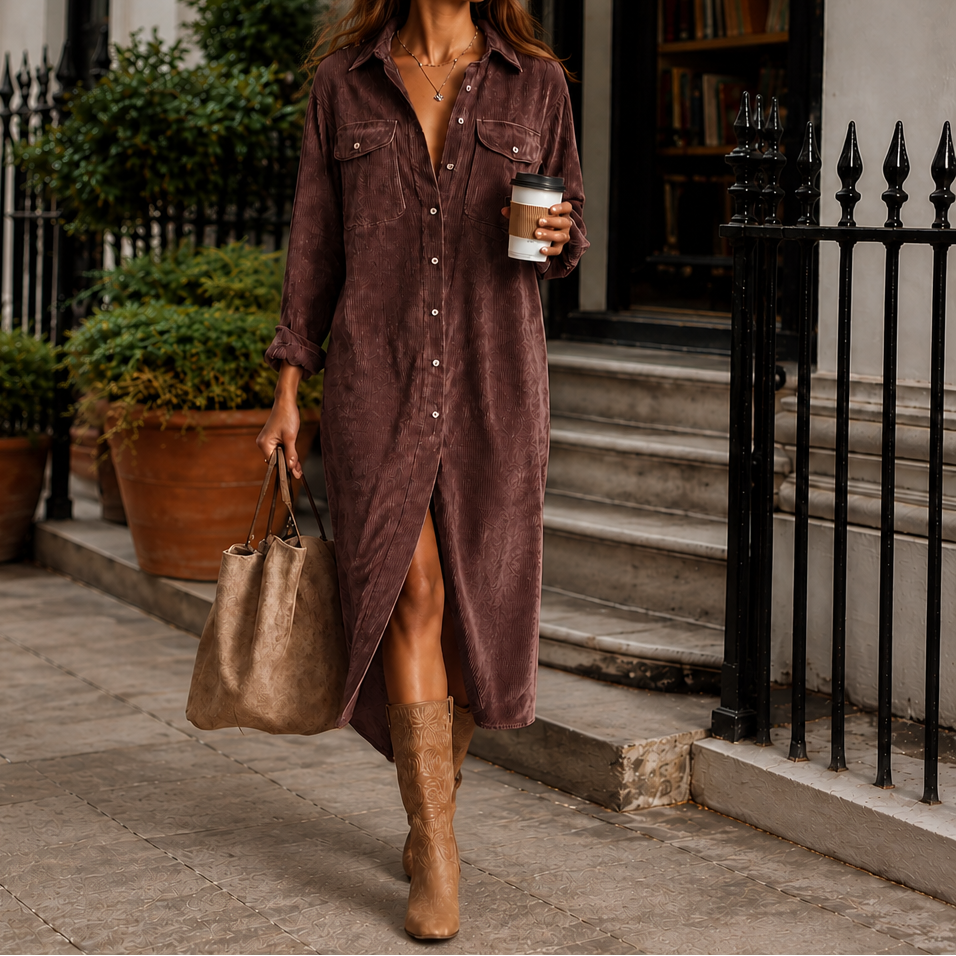 Wearbella – Button-Front Midi Shirt Dress With Side Slit